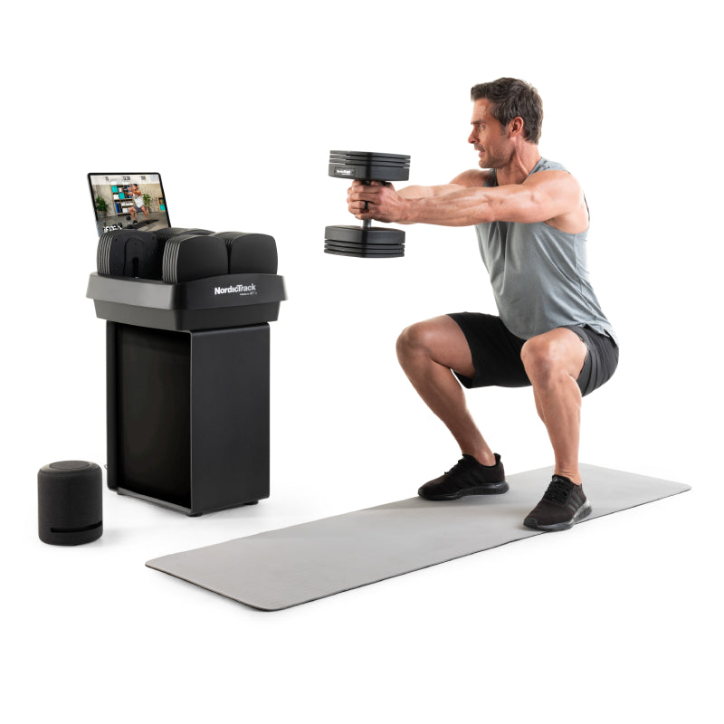 NORDICTRACK - iSELECT VOICE-CONTROLLED DUMBBELLS + STAND + MASSAGE GUN + MAT