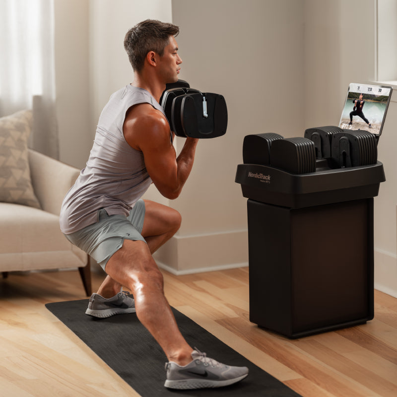 NORDICTRACK - iSELECT VOICE-CONTROLLED DUMBBELLS + STAND + MASSAGE GUN + MAT