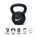 Black rubber-coated kettlebells collection in various weights for functional strength training and HIIT workouts.