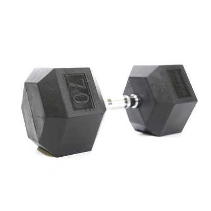 Mega Fitness - Rubber Hex Dumbbell 70lbs