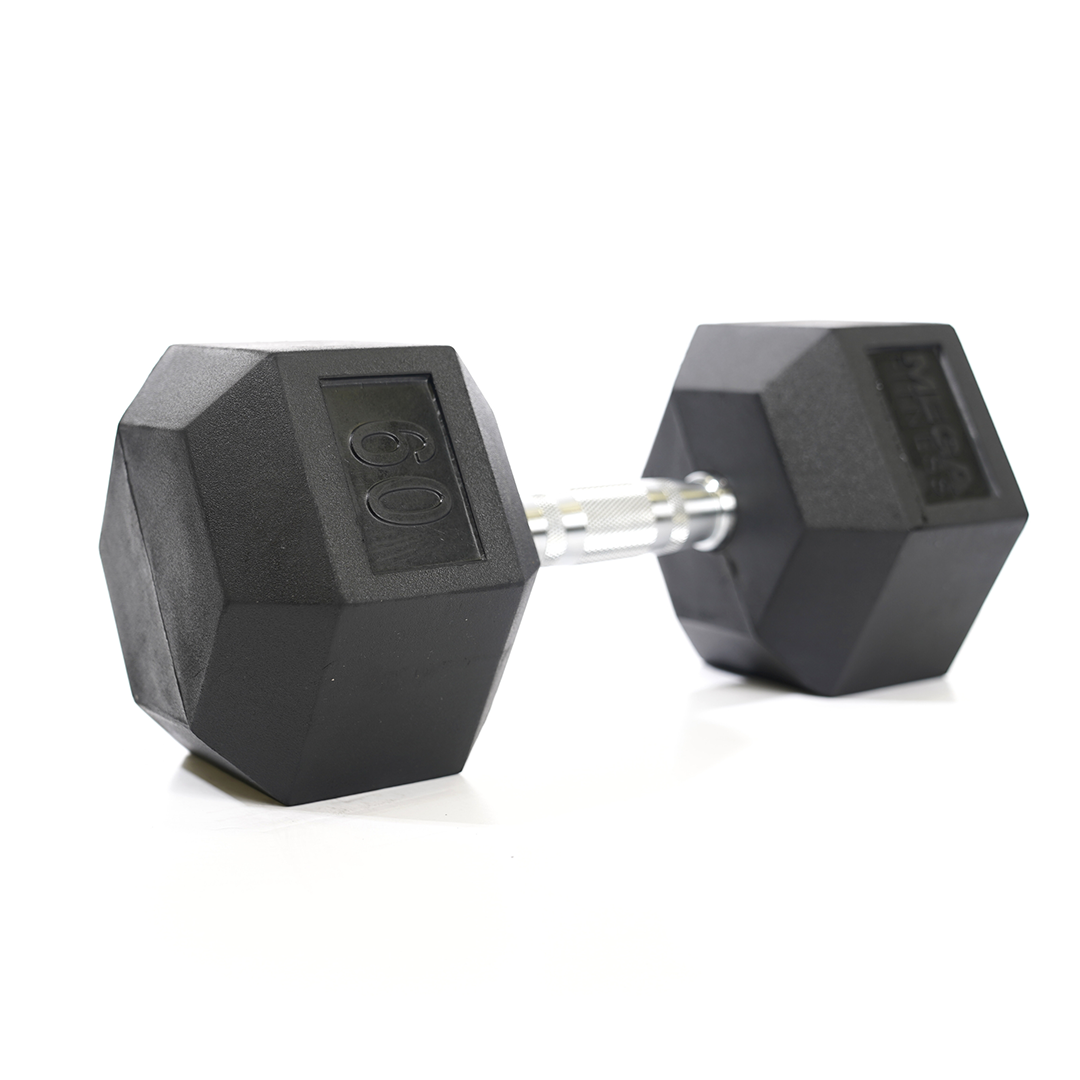Mega Fitness - Rubber Hex Dumbbell 60lbs