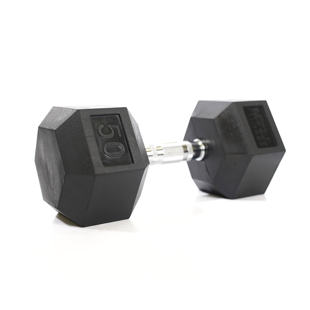 Mega Fitness - Rubber Hex Dumbbell 50lbs