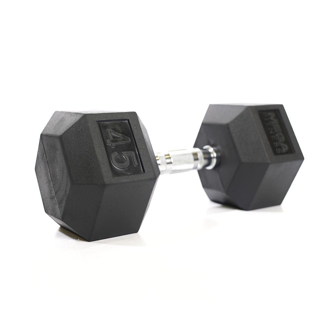 Mega Fitness - Rubber Hex Dumbbell 45lbs