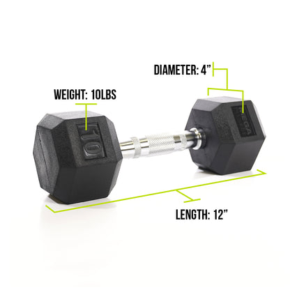 Mega Fitness - Rubber Hex Dumbbell 10lbs