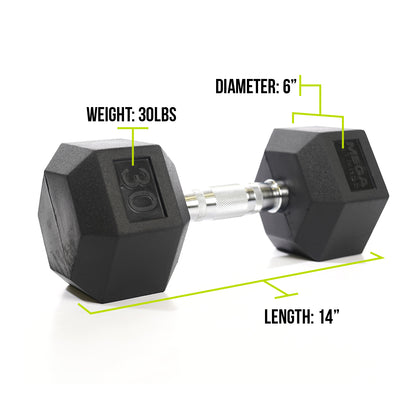 Mega Fitness - Rubber Hex Dumbbell 30lbs