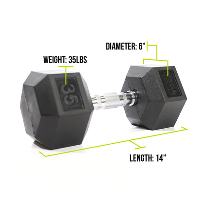 Mega Fitness - Rubber Hex Dumbbell 35lbs