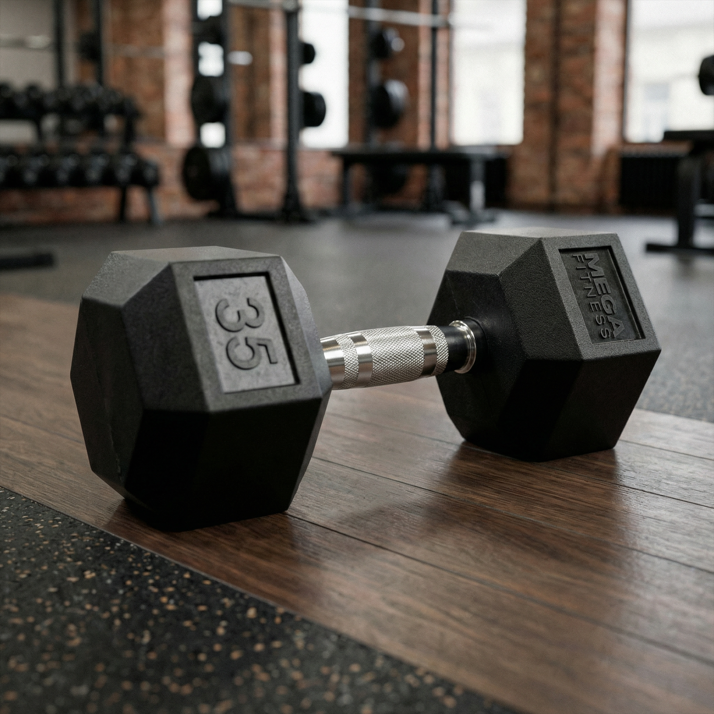 IRONAX 10 PAIR VERTICAL RACK with MEGA FITNESS 5-50LB RUBBER HEX DUMBBELL SET