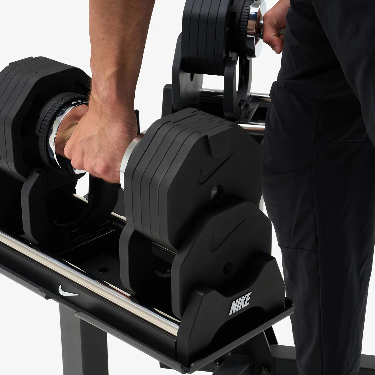 Nike Strength Adjustable Dumbbell Pair - BLACK / WHITE 65LB WITH STAND