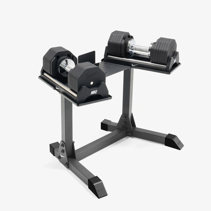 Nike Strength Adjustable Dumbbell Pair - BLACK / WHITE 65LB WITH STAND