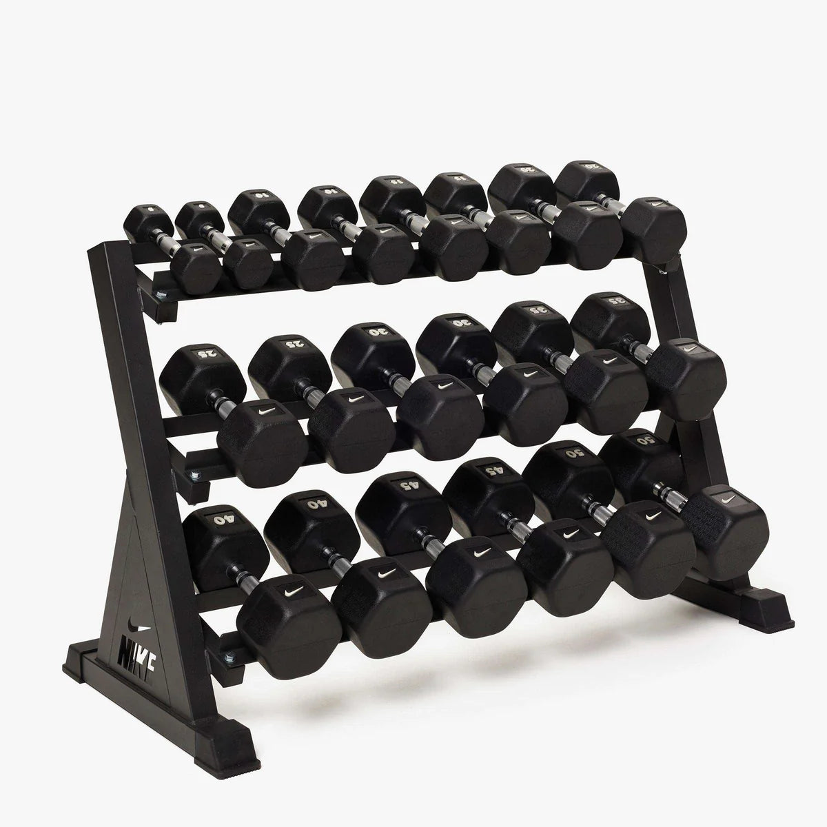 Set d'haltères Nike noir/blanc 5-50lbs avec support