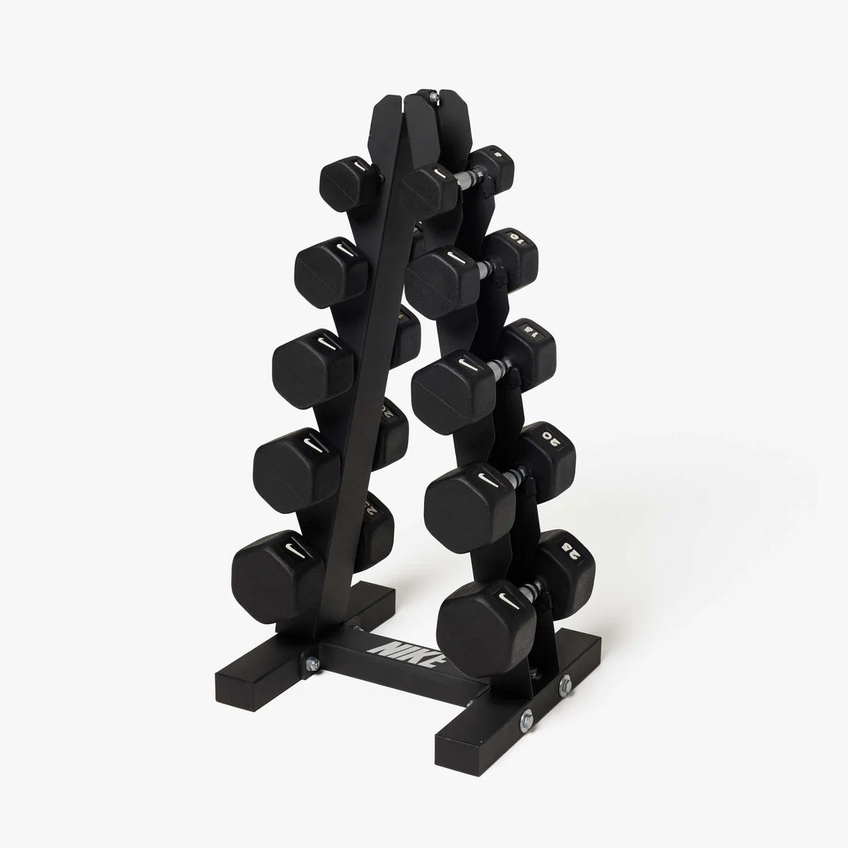 Ensemble d'haltères Nike noir et blanc 5-25lbs avec rack
