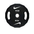 45lb Nike Strength Pro urethane weight plate with ergonomic handles for Olympic lifting and strength training.