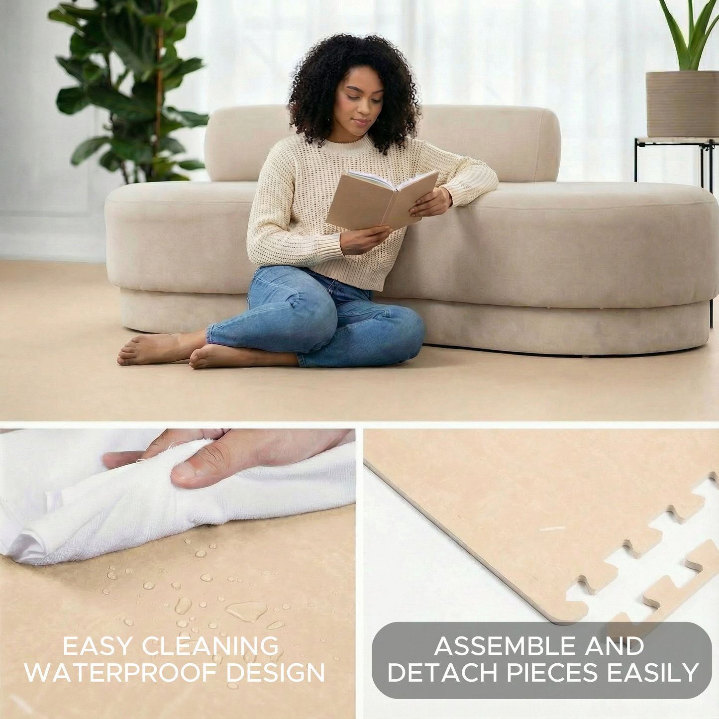 Flow - Premium Foam Flooring 24" x 24" x 12mm - Cream Confetti (6 Pack)