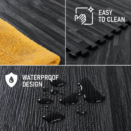 Flow - Premium Foam Flooring 24" x 24" x 12mm - Midnight Oak (6 Pack)