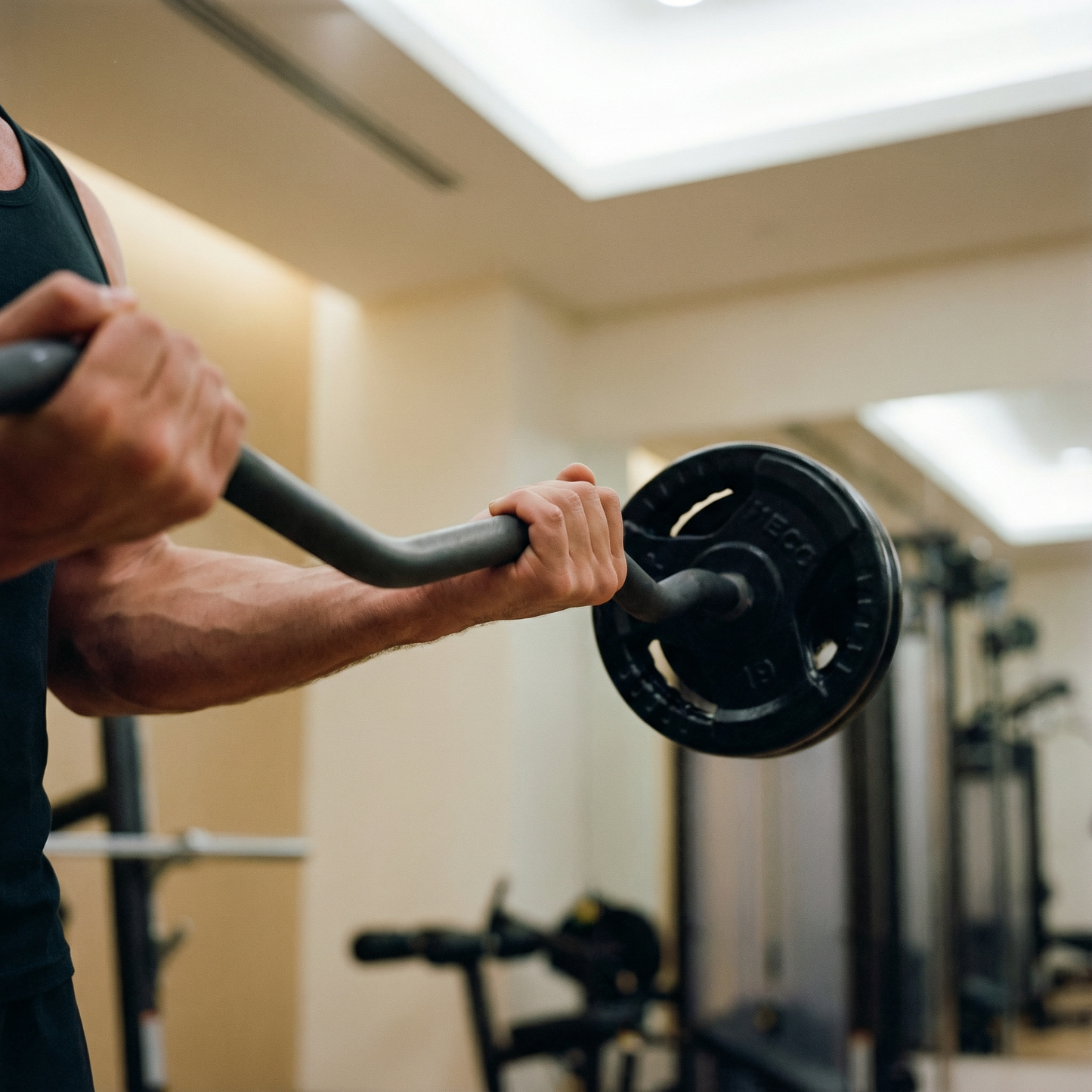 Mega Fitness - 1" Standard Steel Plate 75lbs Set with Curl Bar