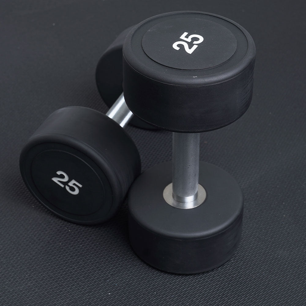 5-30LBS URETHANE ROUND DUMBBELL SET WITH STAND