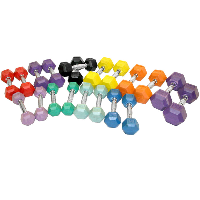 Element Fitness 7lbs Coloured Rubber Hex Aerobic Dumbbells Strength & Conditioning Canada.