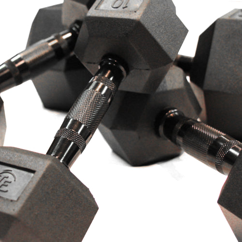 50lb Virgin Rubber Hex Dumbbell No Odour SDVR-50 Strength & Conditioning Canada.