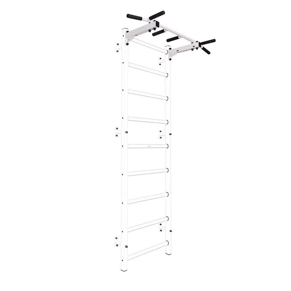 BenchK S2 White - 221W with PB2W Steel Pull-Up Bar + A204 Gymnastics Accessories