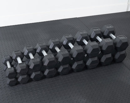GR Rubber Hex Dumbbell Set 10lbs to 50lbs | Total weight of 540lbs