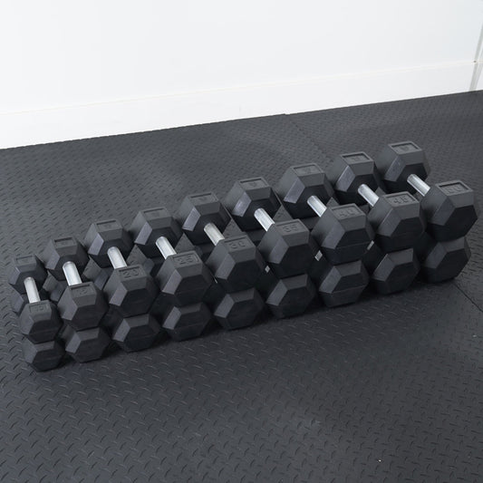 GR Rubber Hex Dumbbell Set 10lbs to 50lbs | Total weight of 540lbs