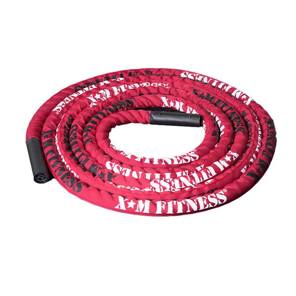 XM FITNESS 50’ Premium Battle Rope w/Sleeve - 1.5” thick Gym Rope