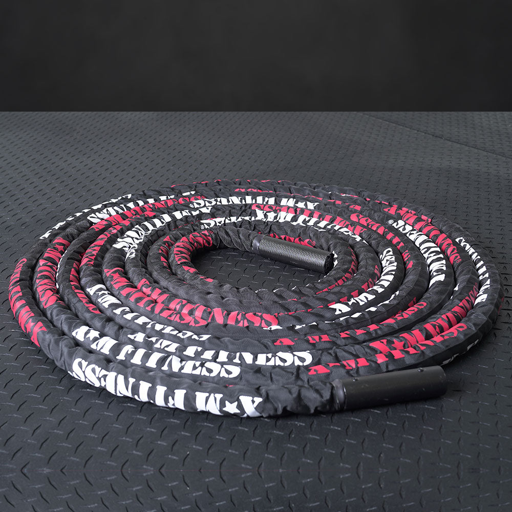 XM FITNESS 50' Premium Battle Rope w/Sleeve - 1.5” thick Gym Rope