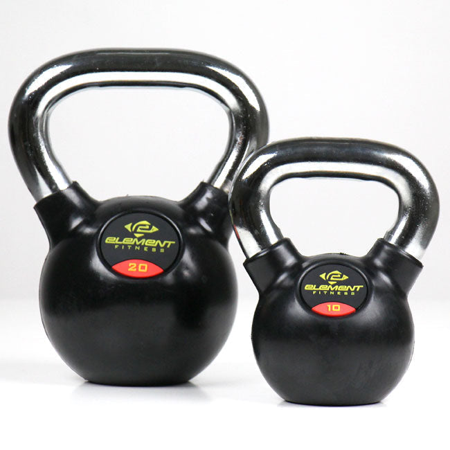45lb Black Rubber Covered Kettlebell with Chrome Handle The Treadmill