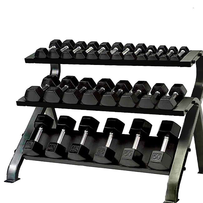 Element Fitness Commercial 3-Tier Hex Dumbbell Rack - Weights sold separately