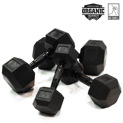 85lb Virgin Rubber Hex Dumbbell No Odour SDVR-85 Strength & Conditioning Canada.