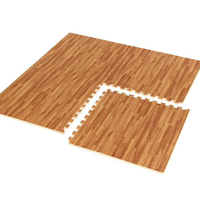 2' x 2' x 1/2 Interlocking Foam Mats With a simulated Wood finish